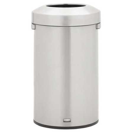RUBBERMAID COMMERCIAL 23 gal Round Trash Can, Silver, 17 11/16 in Dia, Metal 2147584