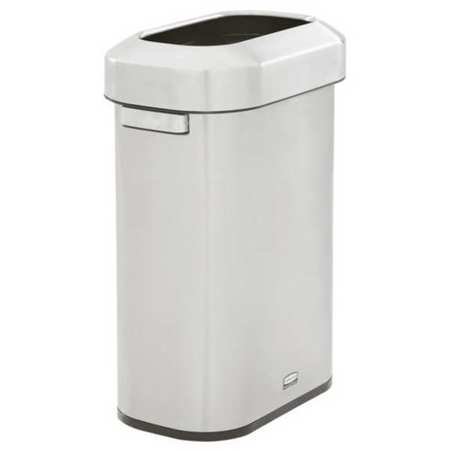 RUBBERMAID COMMERCIAL 15 gal Rectangular Trash Can, Silver, 11 5/16 in Dia, Metal 2147581