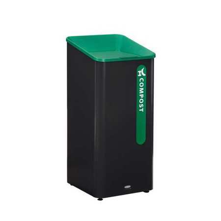 RUBBERMAID COMMERCIAL 23 gal Square Recycling Can, Flat with Top Opening, Black, 1 Openings 2078992