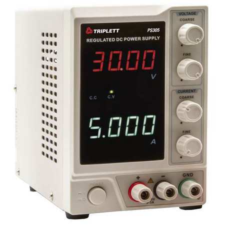 TRIPLETT DC Power Supply, 110/220V AC, 30V DC, 5A PS305