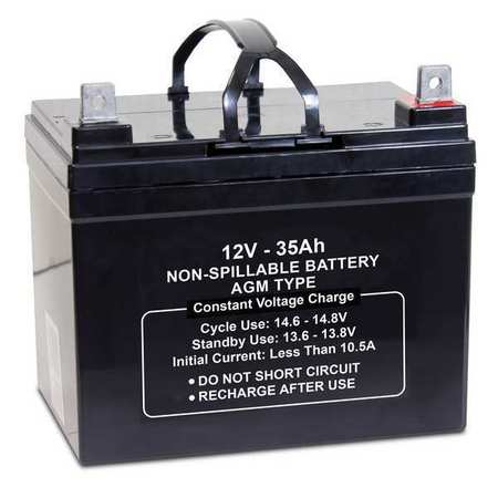 ZORO SELECT Sealed Lead Acid Battery, 12V, 35Ah, AGM 47042