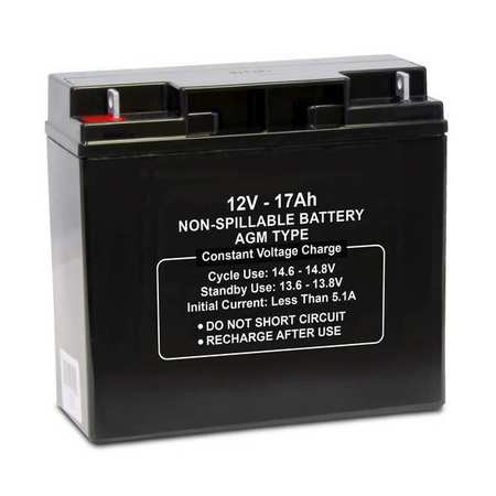 ZORO SELECT Sealed Lead Acid Battery, 12VDC, 17Ah 47013