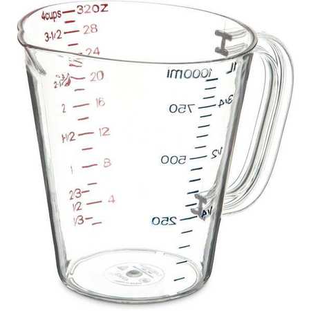 CARLISLE FOODSERVICE Measuring Cup, Clear, Plastic 4314307