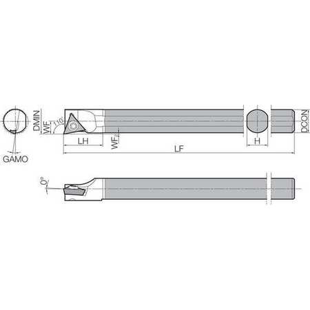 Kyocera Boring Bar, Positive Rake, Right-Hand C06JSTXBR06075