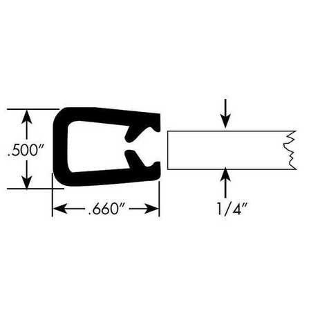 FAIRCHILD Edge Grip Seal, PVC, 10 ft Length, 0.5 in Overall Width, Style: Edge Trim 0343-10