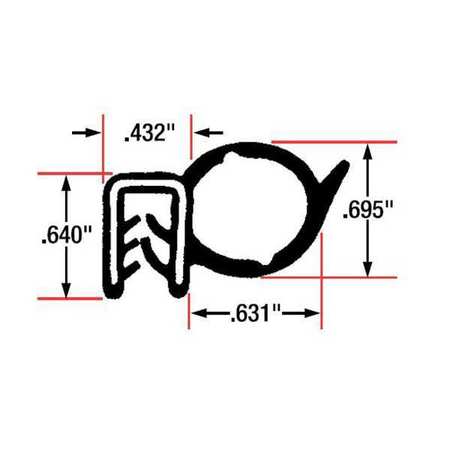 FAIRCHILD Edge Grip Seal, EPDM, 10 ft Length, 1.063 in Overall Width, Style: Side Bulb 1809-10