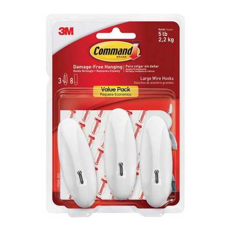 COMMAND Wire Hook, Plastic, White, PK3 17069-3ES