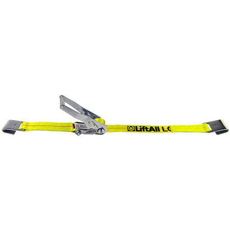 LIFT-ALL Tiedown, RtchtStrapAsmbly, 3300 lb, Flat Hk, Color: Yellow 61002