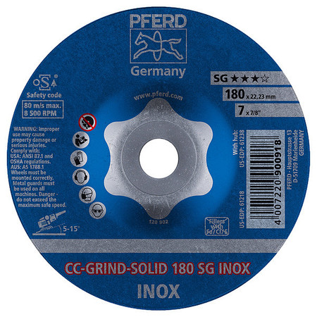 PFERD 7" CC-GRIND®-SOLID - 7/8" A.H. - SG INOX 61218