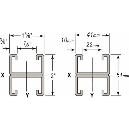 WESANCO Strut, Combo, 304, SS 1-5/8x2", 10 ft. W801SSST30410