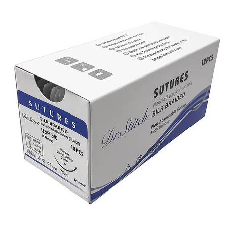 DR.STITCH Training Sutures with Thread, Silk, 3/0 DS-0002
