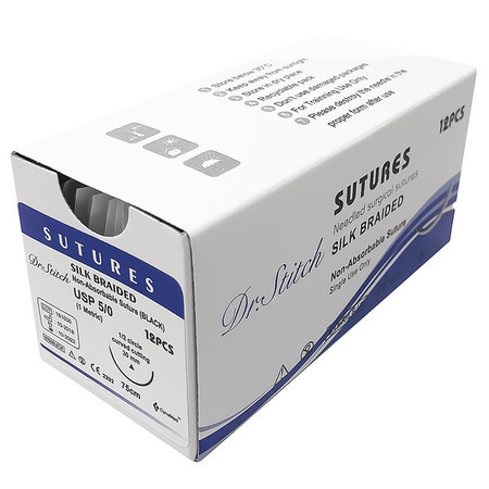 DR.STITCH Training Sutures with Thread, Silk, 5/0 DS-0004