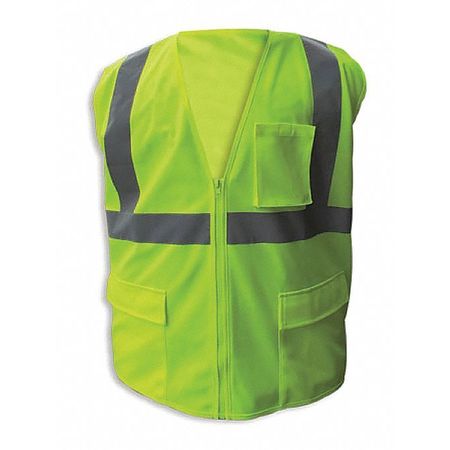 JAYDEE ENGUARD Safety Vest, Lime, FR, Slv strp, Zip, XL, 2PK SV-510FRZ2-XL