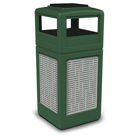 COMMERCIAL ZONE PRODUCTS Waste Bin Ashtray Lid SS, Green 42 gal. 733006099