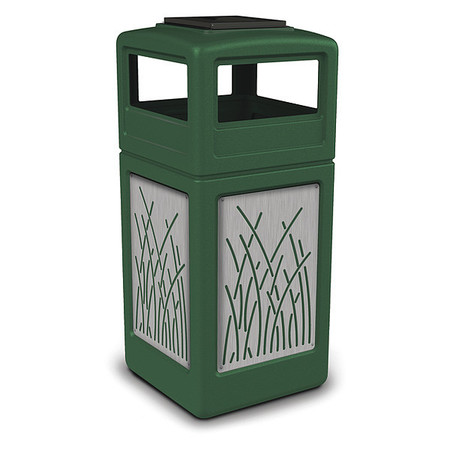 COMMERCIAL ZONE PRODUCTS Waste Bin Ashtray Lid SS, Green 42 gal. 733016099