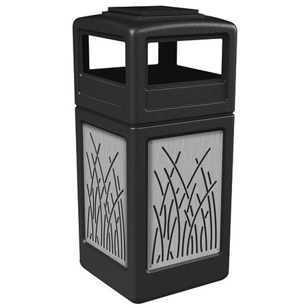 COMMERCIAL ZONE PRODUCTS Waste Bin Ashtray Lid SS, Black 42 gal. 733016199