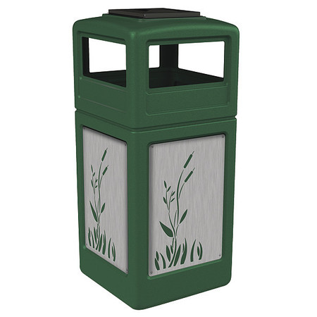 COMMERCIAL ZONE PRODUCTS Waste Bin Ashtray Lid SS, Green 42 gal. 733096099