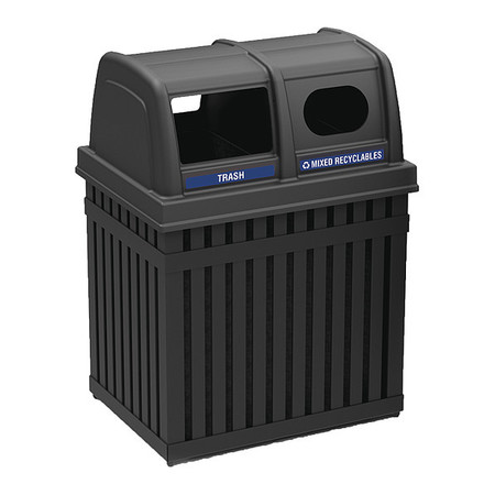 Commercial Zone Products 50 gal Recycling Bin, Stainless Steel 72720199