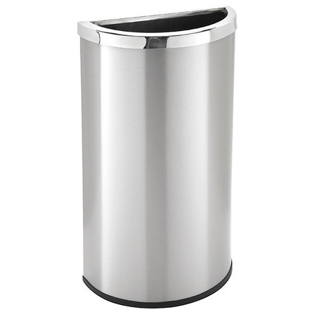 COMMERCIAL ZONE PRODUCTS 8 gal Half-Round Trash Can, Silver, Stainless Steel 780929