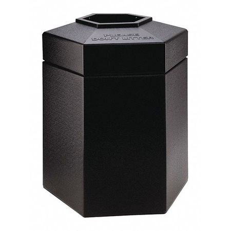 COMMERCIAL ZONE PRODUCTS 45 gal Hexagon Trash Can, Black 737201