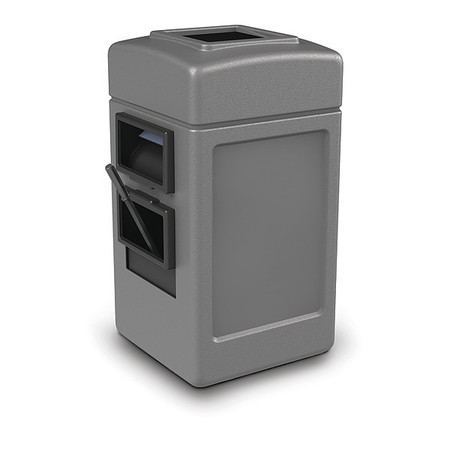 COMMERCIAL ZONE PRODUCTS 45 gal Square Trash Can, Gray, 18 1/2 in Dia, Plastic 755103