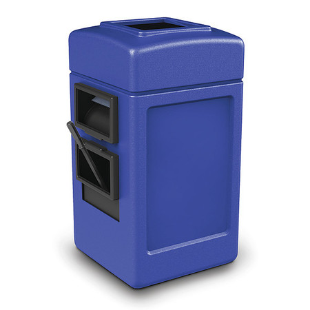COMMERCIAL ZONE PRODUCTS 45 gal Square Trash Can, Blue, 18 1/2 in Dia, Plastic 755104