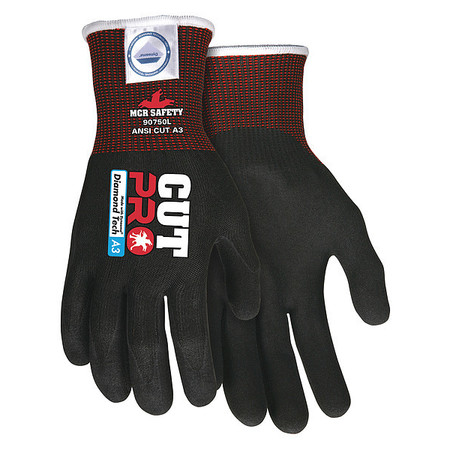 MCR SAFETY Cut-Resistant Gloves, A3 Cut Level, Foam Nitrile, XL, 1 PR 90750XL