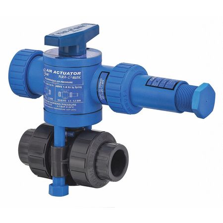 Plast-O-Matic Air x Spring Ball Valve, PVC, 1/2", Fkm, Npt ABVS050VT-PV