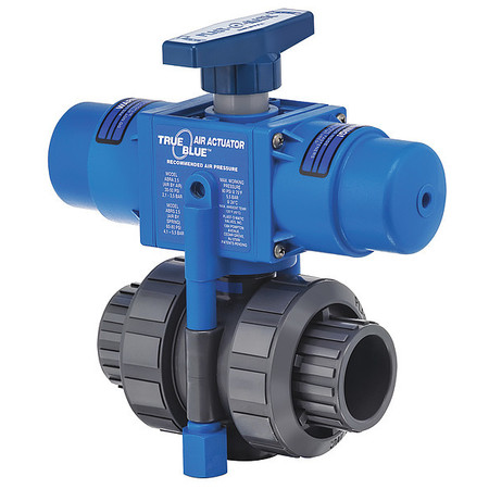 Plast-O-Matic Airxsprng Ball Valve, PVC, 1 1/2", Fkm, Npt ABRS150VT-PV