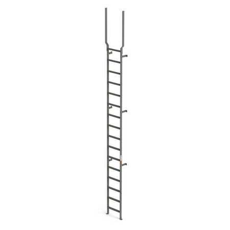 EGA Vertical Ladder, 16 Rungs, With Handrail Extensions, 19'3" Overall Height, 16"W Steps MVMS16EX