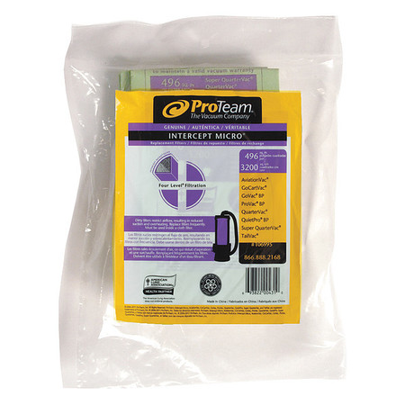 PROTEAM IMF Bag, Closed Collar, f/ 6 qt., PK10, 10 PK 106995