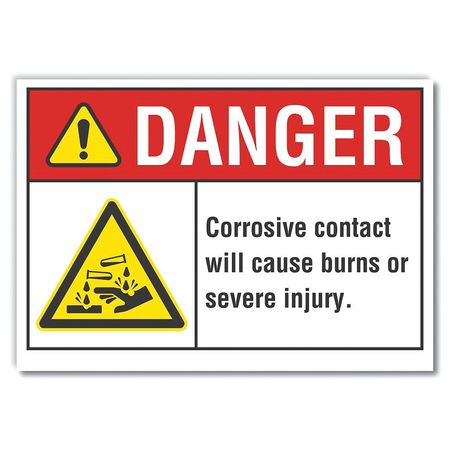 LYLE Corrosive Materials Danger Label, 3 1/2 in H, 5 in W, Polyester, Horizontal, LCU4-0003-ND_5X3.5 LCU4-0003-ND_5X3.5