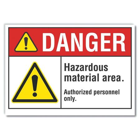 LYLE Hazardous Materials Danger Label, 5 in H, 7 in W, Polyester, Horizontal Rectangle, LCU4-0060-ND_7X5 LCU4-0060-ND_7X5