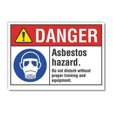 LYLE Asbestos Danger Label, 7 in H, 10 in W, Polyester, Vertical Rectangle, English, LCU4-0101-ND_10X7 LCU4-0101-ND_10X7