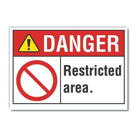 LYLE Restricted Area Danger Label, 5 in Height, 7 in Width, Polyester, Horizontal Rectangle, English LCU4-0123-ND_7X5