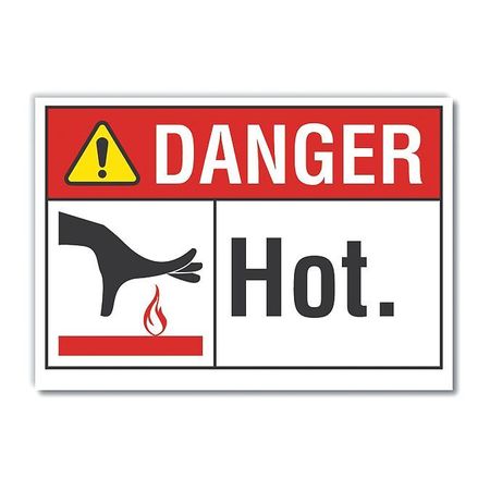 LYLE Hot Surface Danger Reflective Label, 10 in Height, 14 in Width, Reflective Sheeting, English LCU4-0161-RD_14X10