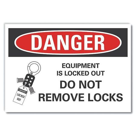 Lyle Lockout Tagout Danger Reflective Label, 3 1/2 in Height, 5 in Width, Reflective Sheeting, English LCU4-0258-RD_5X3.5