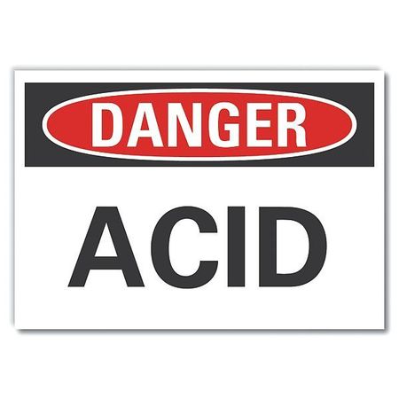 LYLE Acid Danger Reflective Label, 7 in H, 10 in W, Vertical Rectangle, LCU4-0297-RD_10X7 LCU4-0297-RD_10X7