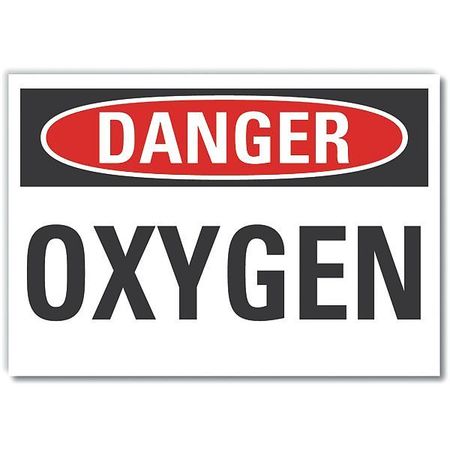 LYLE Oxygen Danger Label, 5 in Height, 7 in Width, Polyester, Horizontal Rectangle, English LCU4-0302-ND_7X5