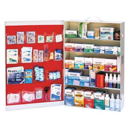 MEDIQUE First Aid Cabinet, White, Metal, 5 shelf 738ANSI