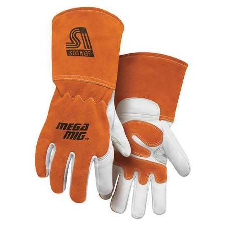 STEINER INDUSTRIES Welding Gloves, MIG Application, Orange, PR 0215-3X