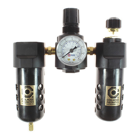 COILHOSE PNEUMATICS F/R/L Trio W/Automatic Drain Gauge 3/8" CO 26FRL3-DG