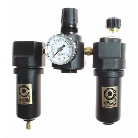 COILHOSE PNEUMATICS F/R/L Trio W/Automatic Drain Gage Metal Bowl 3/8" CO 26FRL3-DGM