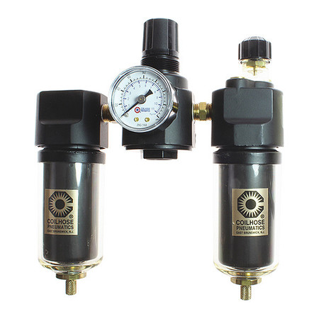 COILHOSE PNEUMATICS F/R/L Trio W/Gauge Sight Glass 3/8" CO 26FRL3-GS