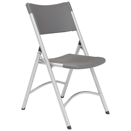 NATIONAL PUBLIC SEATING Folding Chair, Plastic, Charcoal, PK4 620