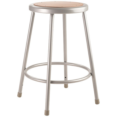 NATIONAL PUBLIC SEATING Round Stool, Height Range 24", Masonite Board Gray 6224