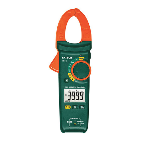 Extech Clamp Meter, Backlit LCD, 400 A, 1.2 in (30 mm) Jaw Capacity, Cat III 600V Safety Rating MA445