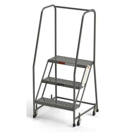 EGA Industrial Step Stool, 3 Steps, 24"W Perforated Tread, Handrails 450 lbs. Capacity B3026HSU