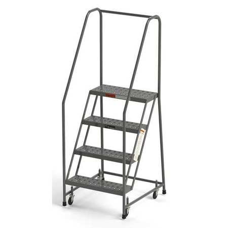 EGA Industrial Rolling Ladder, 4 Steps, 24"W Perforated Tread, Handrails, 450 lbs. Capacity B4026HSU