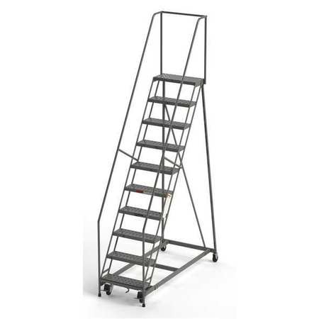 EGA Industrial Rolling Ladder, 10 Steps, 24"W Perforated Tread, Unassembled, 450 lbs. Capacity B10026HKD